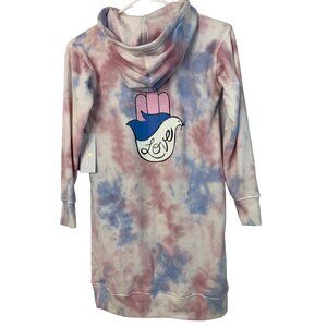 Girls Youth Spiritual Gangster Tie-Dye Hoodie Dress Hamsa Dove Graphic XS 8 7224